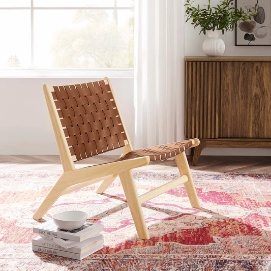Young Faux Leather Wood Accent Lounge Chair by Evans & Londeen. Made from unique in a modern style.