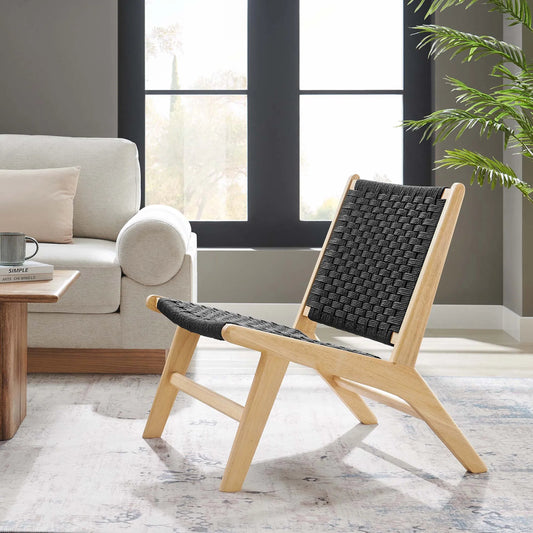 Young Woven Rope Wood Accent Lounge Chair by Evans & Londeen. Made from wood in a modern style.