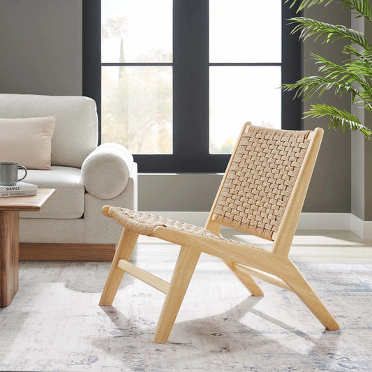 Young Woven Rope Wood Accent Lounge Chair by Evans & Londeen. Made from wood in a modern style.