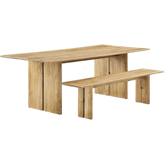 Canton 86" Wood Dining Table and Bench Set by Evans & Londeen. Made from mango wood, solid wood in a cottage & farmhouse style.