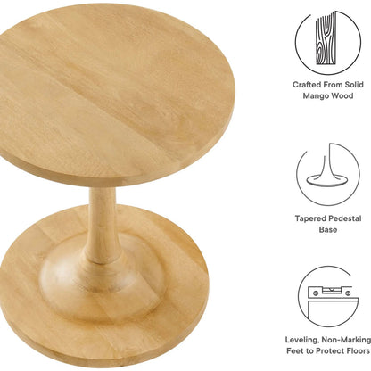 Allodium Round Wood Side Table by Evans & Londeen in walnut. Made from wood in a modern style.