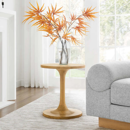 Allodium Round Wood Side Table by Evans & Londeen in walnut. Made from wood in a modern style.