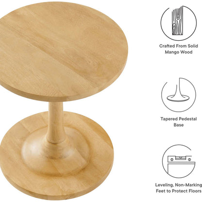 Allodium Round Wood Side Table by Evans & Londeen in walnut. Made from wood in a modern style.