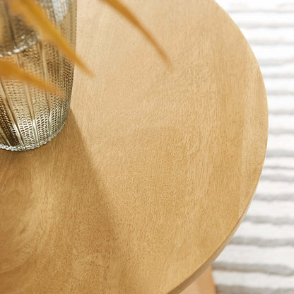 Allodium Round Wood Side Table by Evans & Londeen in walnut. Made from wood in a modern style.