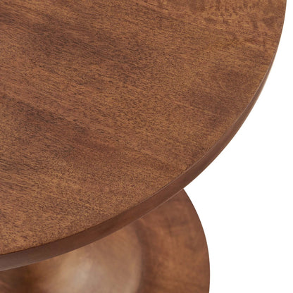 Allodium Round Wood Side Table by Evans & Londeen in walnut. Made from wood in a modern style.