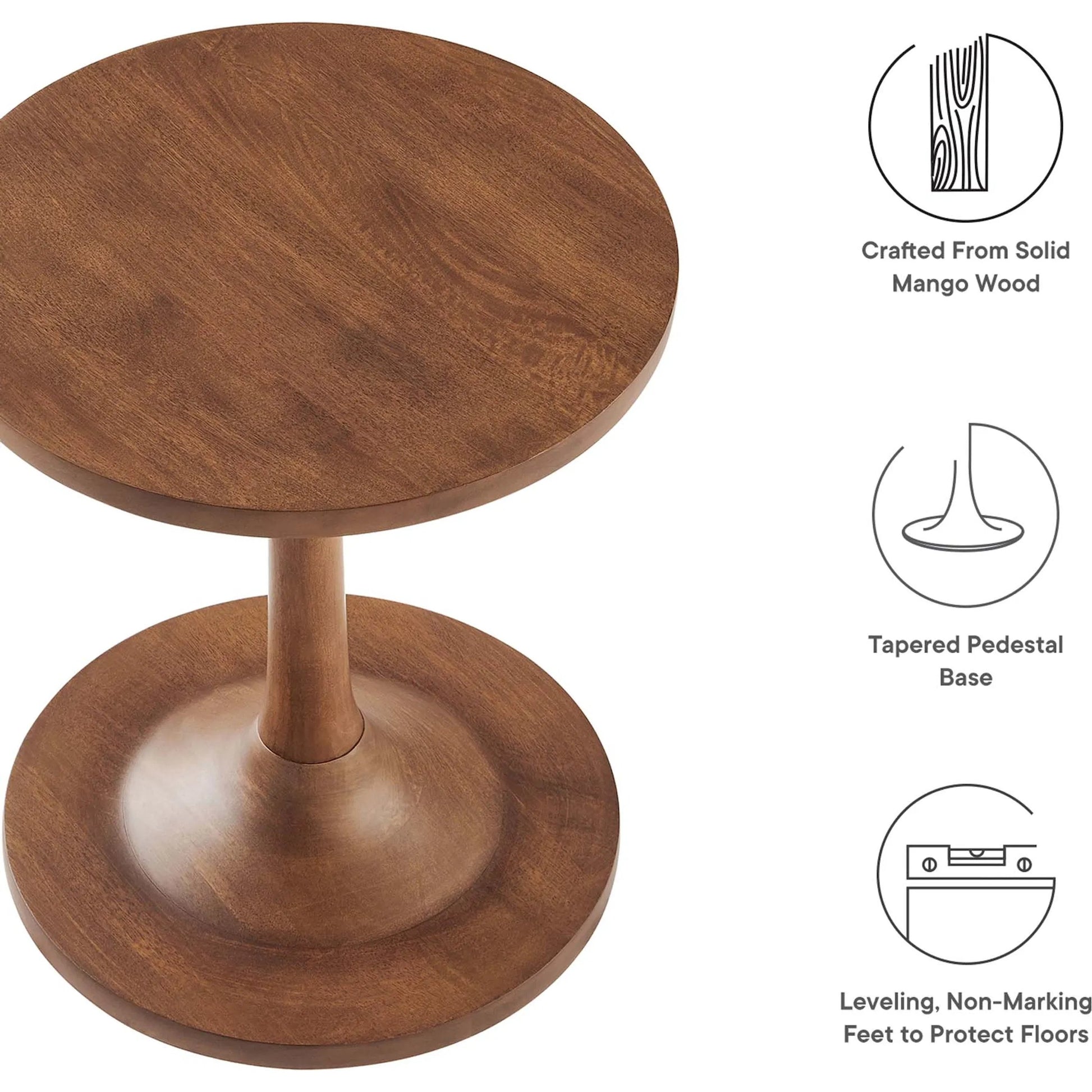 Allodium Round Wood Side Table by Evans & Londeen in walnut. Made from wood in a modern style.