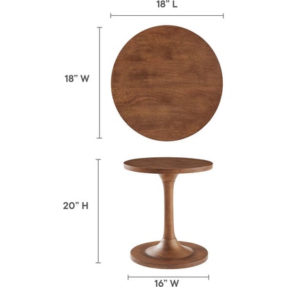 Allodium Round Wood Side Table by Evans & Londeen in walnut. Made from wood in a modern style.