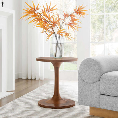 Allodium Round Wood Side Table by Evans & Londeen in walnut. Made from wood in a modern style.