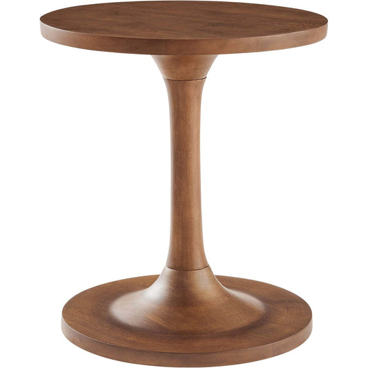 Allodium Round Mango Wood Side Table by Evans & Londeen in walnut. Made from wood in a modern style.