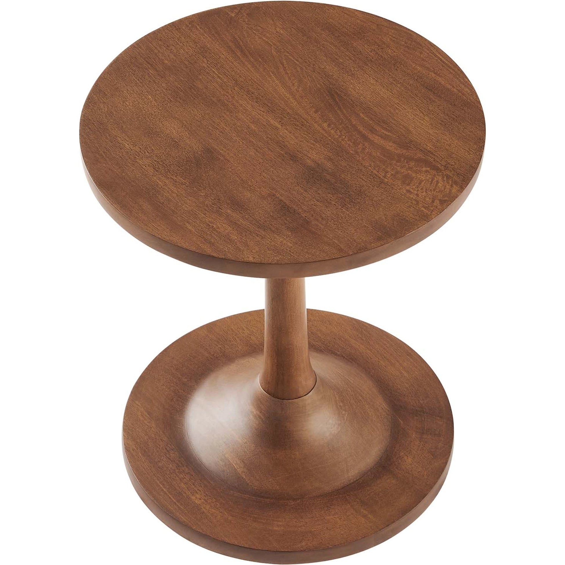 Allodium Round Wood Side Table by Evans & Londeen in walnut. Made from wood in a modern style.