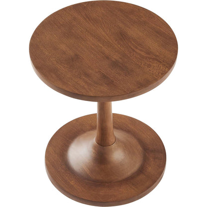 Allodium Round Wood Side Table by Evans & Londeen in walnut. Made from wood in a modern style.