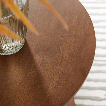 Allodium Round Wood Side Table by Evans & Londeen in walnut. Made from wood in a modern style.