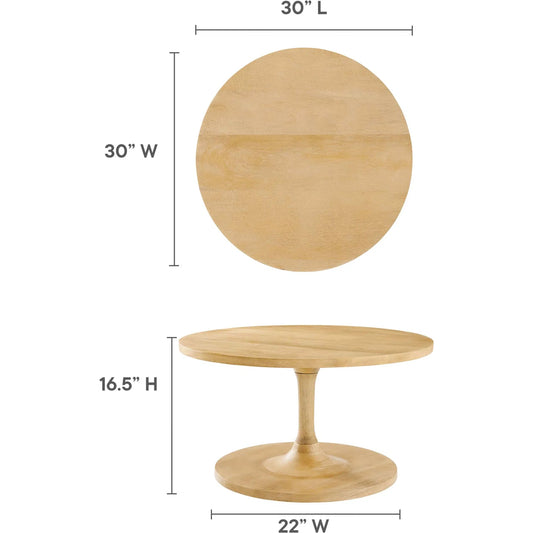 Allodium Round Wood Coffee Table by Evans & Londeen in oak. Made from wood in a modern style.