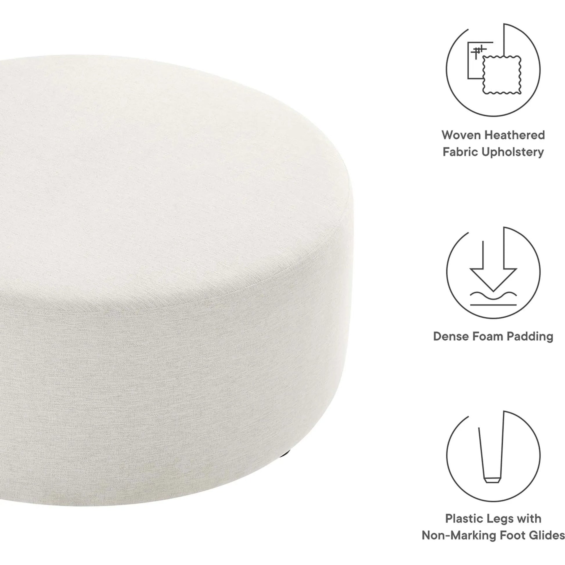 Ionia 38" Round Woven Heathered Ottoman by Evans & Londeen. Made from unique in a modern style.