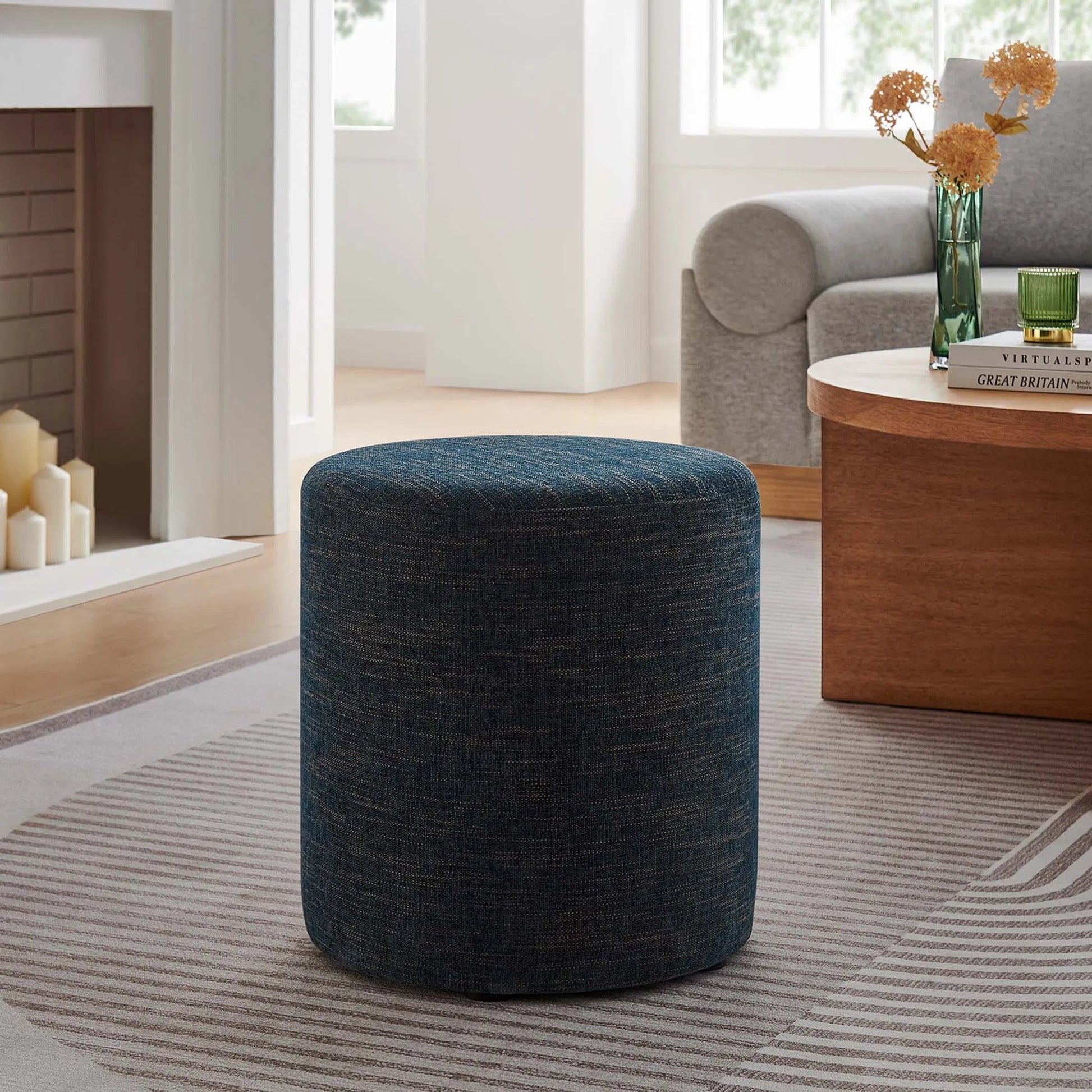 Ionia 16" Round Woven Heathered Ottoman by Evans & Londeen. Made from unique in a modern style.