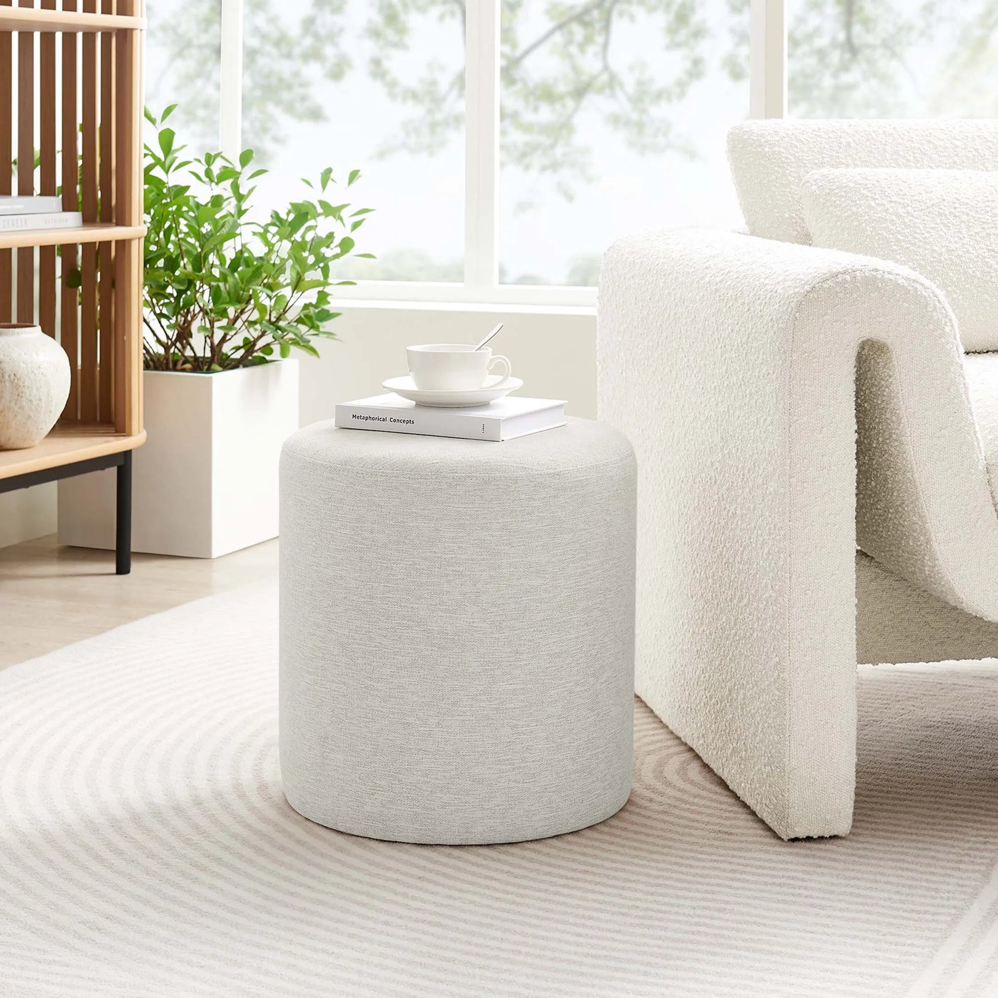 Ionia 16" Round Woven Heathered Ottoman by Evans & Londeen. Made from unique in a modern style.