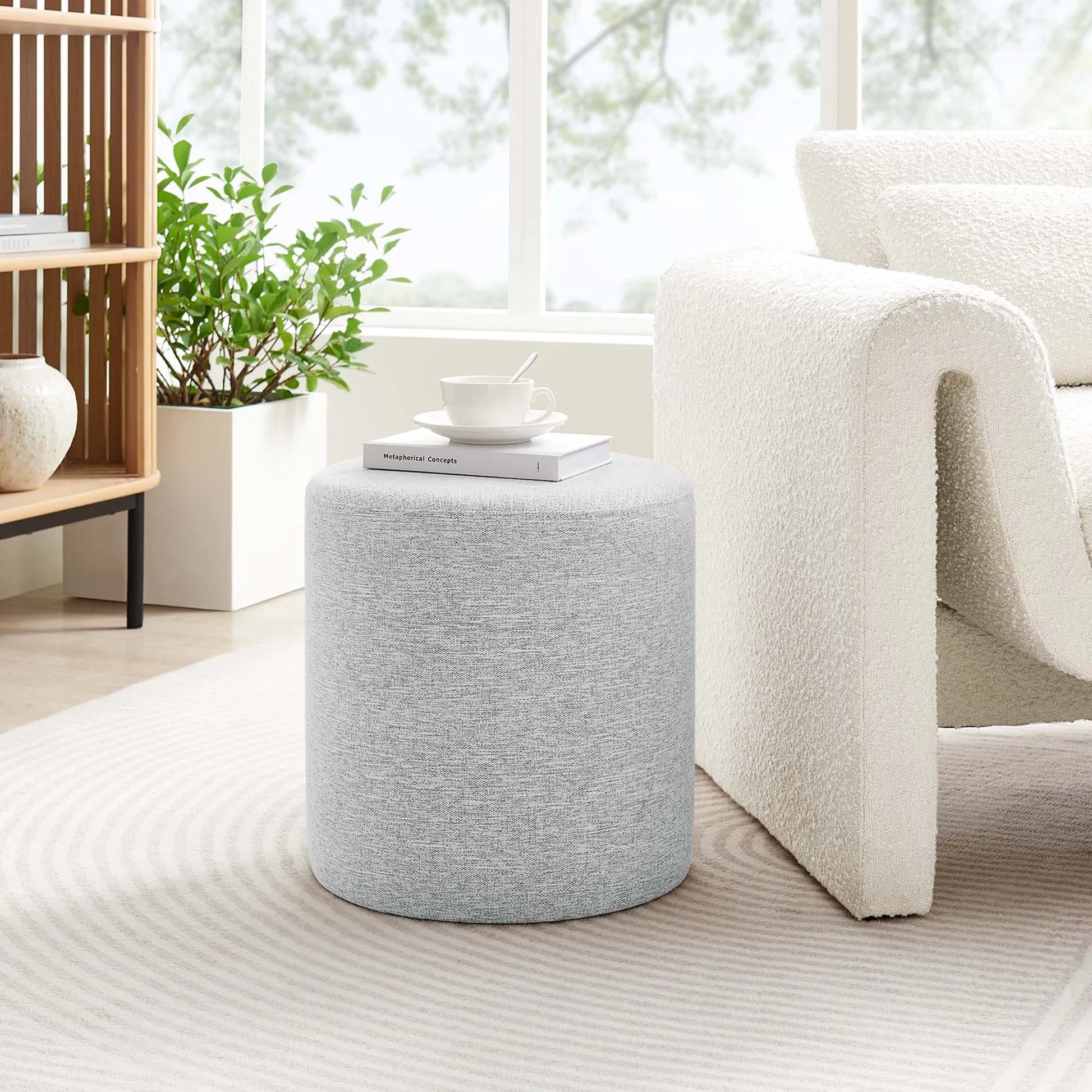 Ionia 16" Round Woven Heathered Ottoman by Evans & Londeen. Made from unique in a modern style.