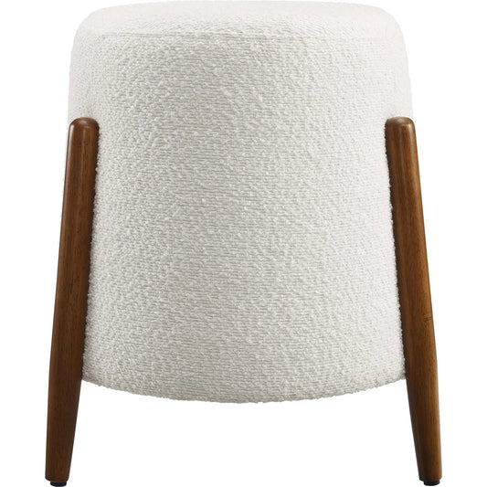 Neshoba Boucle Ottoman by Evans & Londeen in cloud. Made from boucle fabric in a unique style.