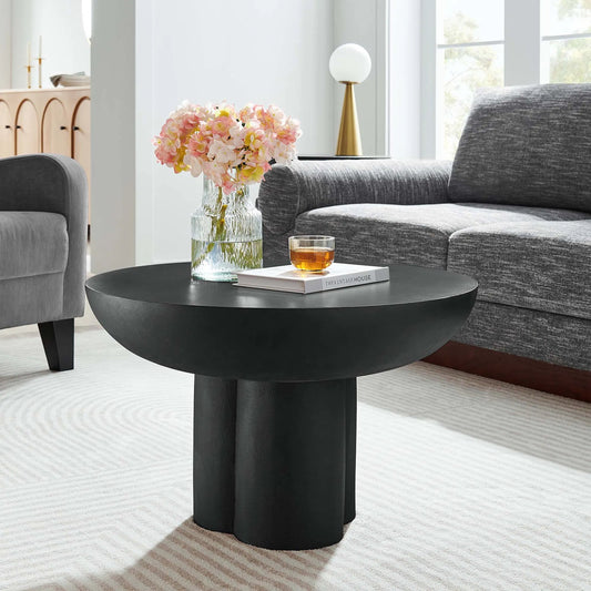 Rinehart Round Concrete Coffee Table by Evans & Londeen. Made from unique in a transitional style.