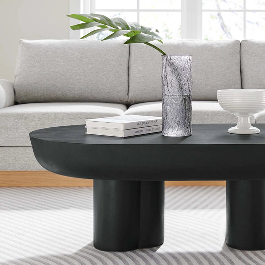 Rinehart Oval Concrete Coffee Table by Evans & Londeen. Made from unique in a transitional style.
