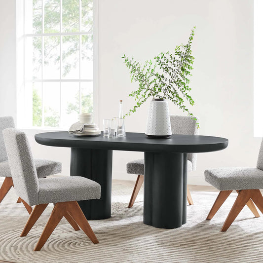 Rinehart 72" Oval Concrete Dining Table by Evans & Londeen. Made from unique in a transitional style.