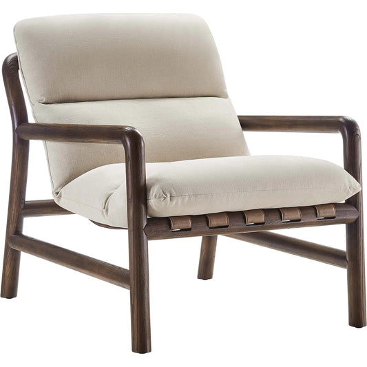 Alamance Sling Chair by Evans & Londeen in dune fabric, walnut. Made from wood in a unique style.