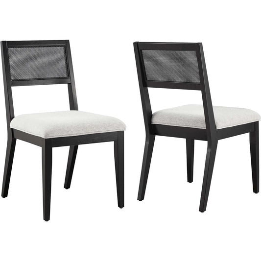 Saunders Faux Rattan Dining Chairs (Set of 2) by Evans & Londeen. Made from fabric in a unique style.