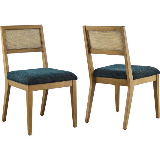 Saunders Faux Rattan Dining Chairs (Set of 2) by Evans & Londeen. Made from fabric in a unique style.