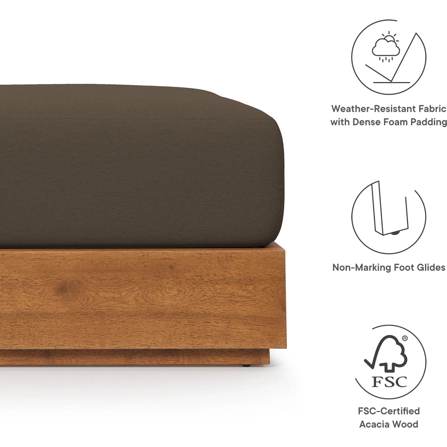 007 SI-2357782 | Additional Silo | Conejos Acacia Wood Ottoman by Evans & Londeen. Made from acacia wood in a transitional style.