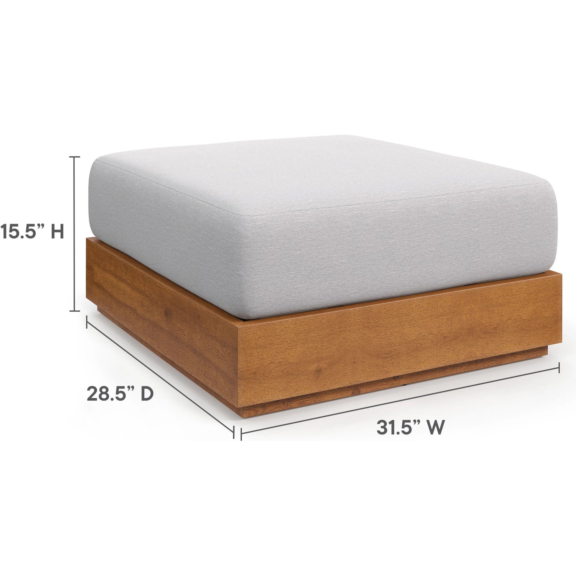 Conejos Acacia Wood Ottoman by Evans & Londeen. Made from acacia wood in a transitional style.
