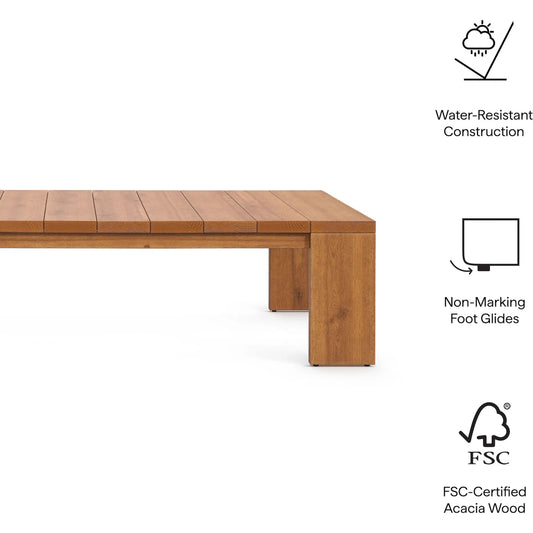 Conejos Acacia Wood Coffee Table by Evans & Londeen in natural. Made from acacia wood in a transitional style.