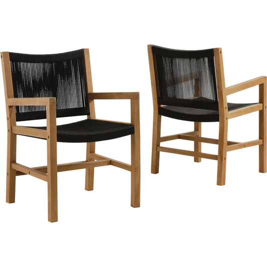 Baldwin Outdoor Teak and Rope Dining Armchairs (Set of 2) by Evans & Londeen. Made from teak, rope in a unique style.
