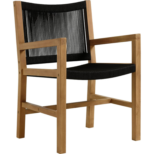 Baldwin Outdoor Teak and Rope Dining Armchairs (Set of 2) by Evans & Londeen. Made from teak, rope in a unique style.