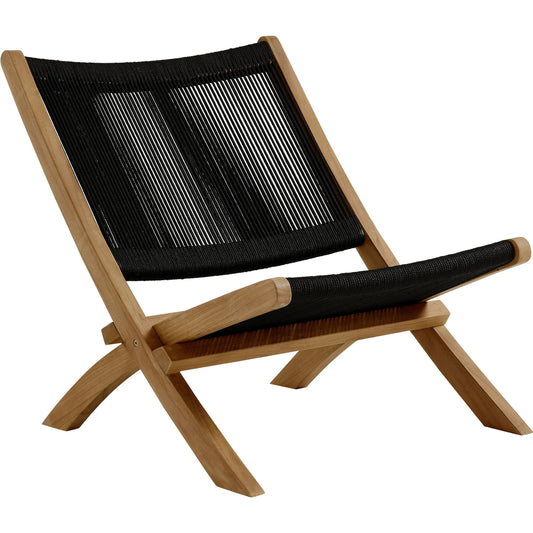 Baldwin Outdoor Teak and Rope Folding Accent Lounge Chair by Evans & Londeen. Made from teak, rope in a unique style.
