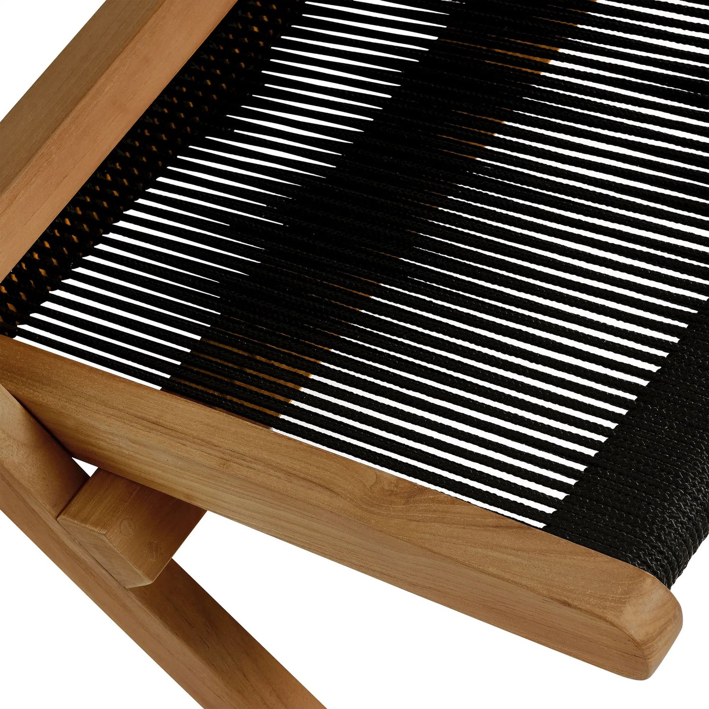 015 SI-2357793 | Closeup | Irion Teak and Rope Folding Accent Lounge Chair by Evans & Londeen. Made from teak, rope in a modern style.