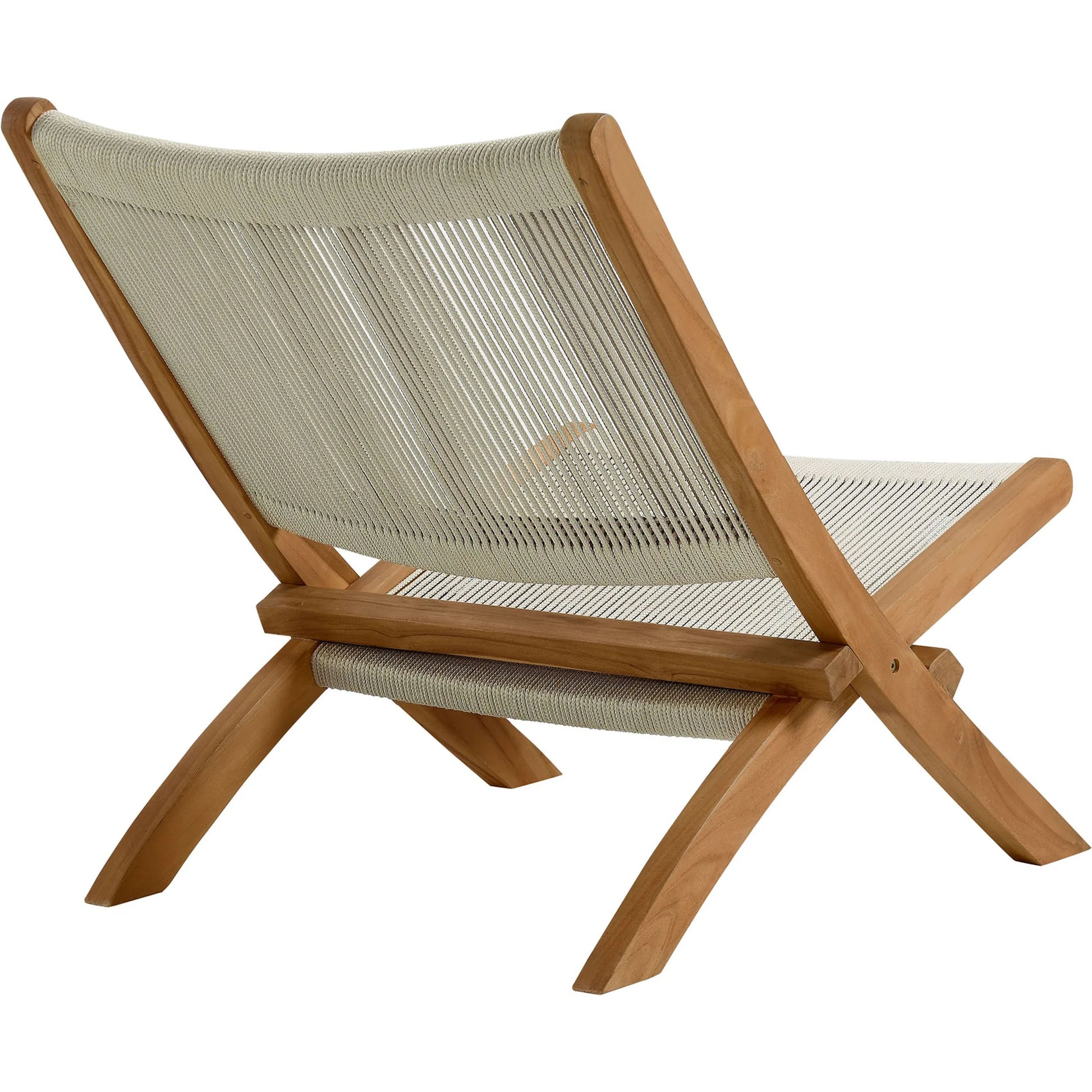 Irion Teak and Rope Folding Accent Lounge Chair by Evans & Londeen. Made from teak, rope in a modern style.