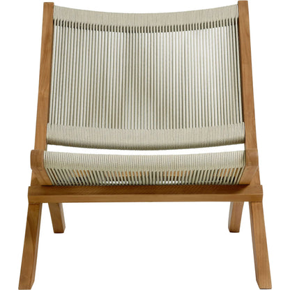 Irion Teak and Rope Folding Accent Lounge Chair by Evans & Londeen. Made from teak, rope in a modern style.