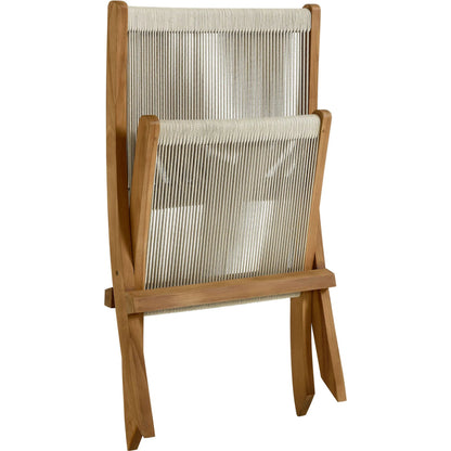 Irion Teak and Rope Folding Accent Lounge Chair by Evans & Londeen. Made from teak, rope in a modern style.