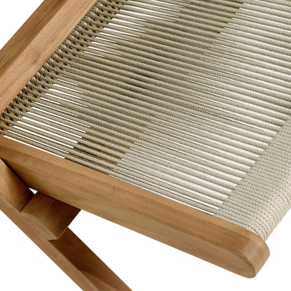 Irion Teak and Rope Folding Accent Lounge Chair by Evans & Londeen. Made from teak, rope in a modern style.