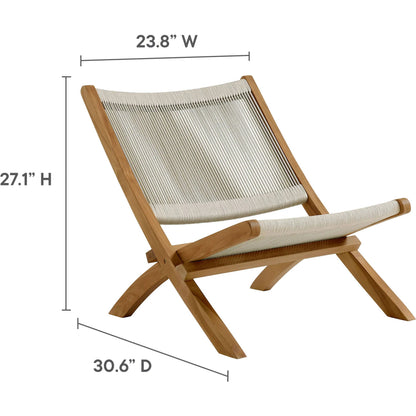 Irion Teak and Rope Folding Accent Lounge Chair by Evans & Londeen. Made from teak, rope in a modern style.