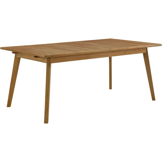 Baldwin Outdoor Teak Wood Extendable Dining Table by Evans & Londeen in natural. Made from teak wood in a unique style.