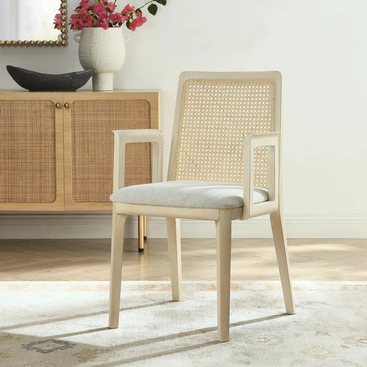 Carson Wood and Rattan Dining Armchair by Evans & Londeen. Made from wood in a unique style.