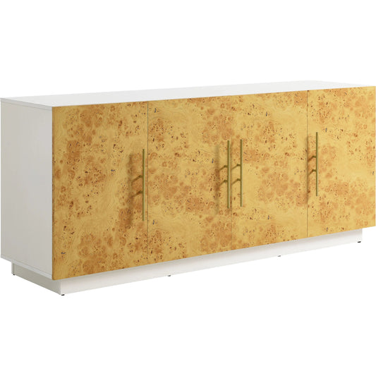Weskan 69 Inch Burl Wood Sideboard by Evans & Londeen in white bleached burl. Made from burl wood in a unique style.