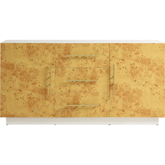 Weskan 59 Inch Burl Wood Sideboard by Evans & Londeen in white bleached burl. Made from burl wood in a unique style.