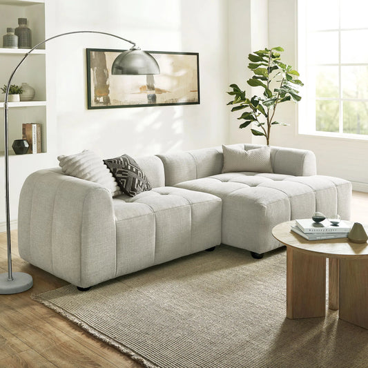 Pearl Right-Facing Modular Sofa with Chaise by Evans & Londeen. Made from upholstered fabric in a unique style.