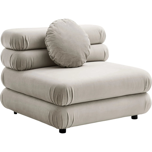 Wilkes Modular Armless Chair by Evans & Londeen. Made from performance velvet in a unique style.