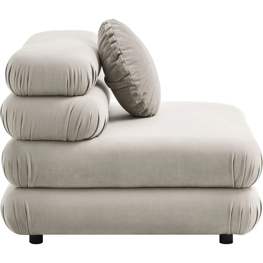 Wilkes Modular Armless Chair by Evans & Londeen. Made from performance velvet in a unique style.