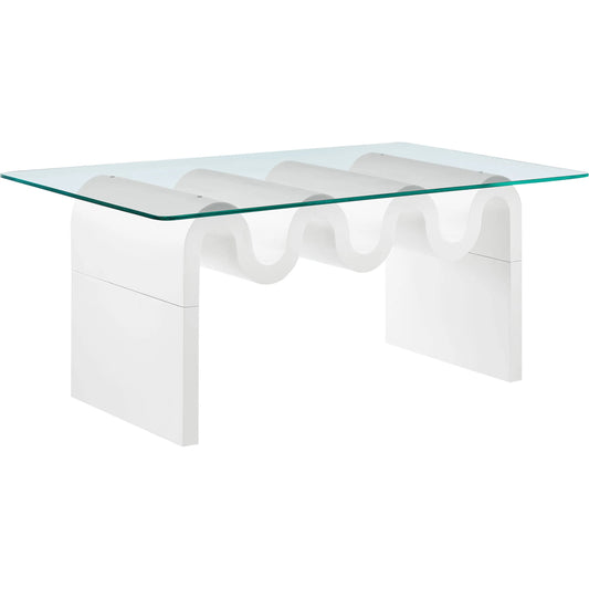 Claiborne Glass Top Coffee Table by Evans & Londeen. Made from glass top in a unique style.