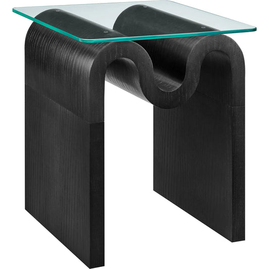 Claiborne Glass Top Side Table by Evans & Londeen. Made from glass top in a unique style.