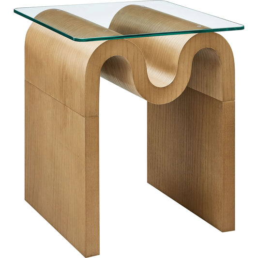 Claiborne Glass Top Side Table by Evans & Londeen. Made from glass top in a unique style.